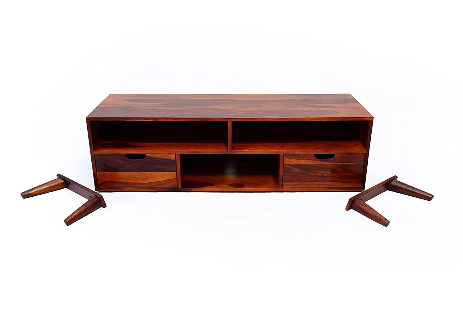 Orzuelo Solid Sheesham Wood TV Unit for Living Room - WoodenTwist