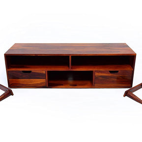 Orzuelo Solid Sheesham Wood TV Unit for Living Room - WoodenTwist