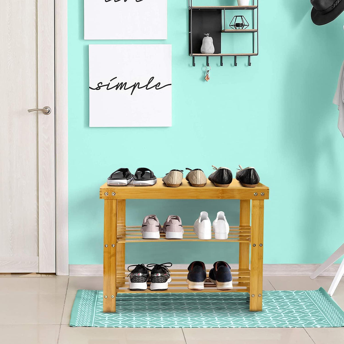 Handmade Sheesham Wood Shoe Rack