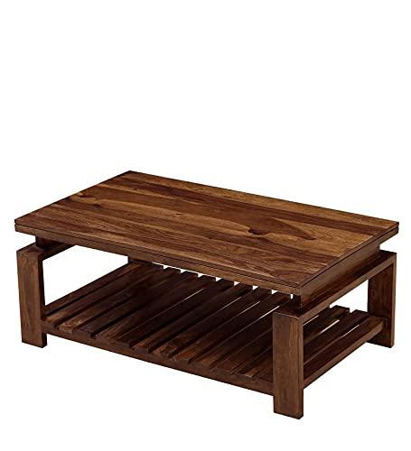 Rectángulo Wooden Handmade Solid Sheesham Wood Coffee Table - WoodenTwist