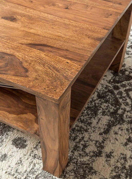 Classic Wooden Handmade Solid Sheesham Wood Coffee Table - WoodenTwist