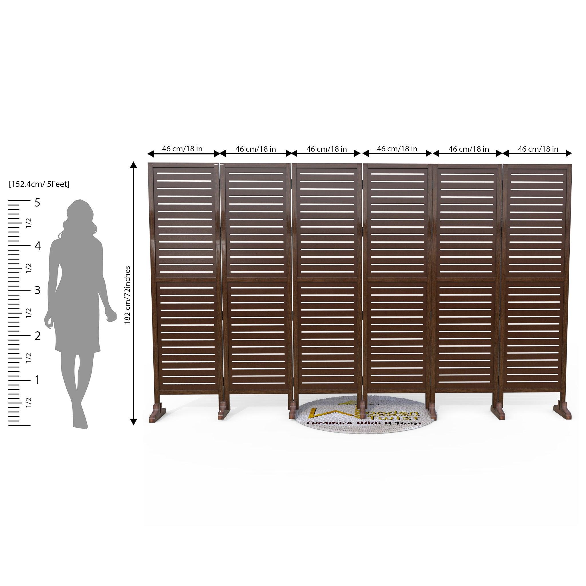 Wooden Twist Rectangular Shape Premium Solid Wood Room Divider ( Brown ) - WoodenTwist