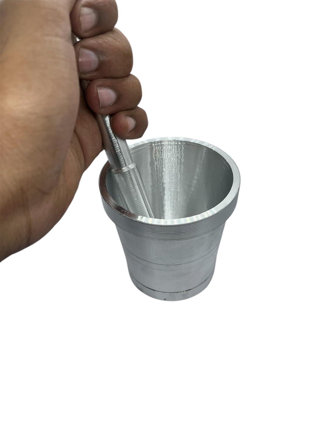 Aluminum Silver Khalbatta Okhli Masher |Mortar and Pestle Set |Aluminium Khal Batta|Imam dasta |Okhli|Musal|Khallad Kutni - W