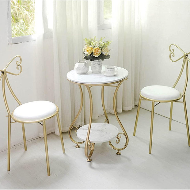Aurora Circular Iron Side Table - Glossy Golden Modern Design, Space-Saving Elegance - WoodenTwist