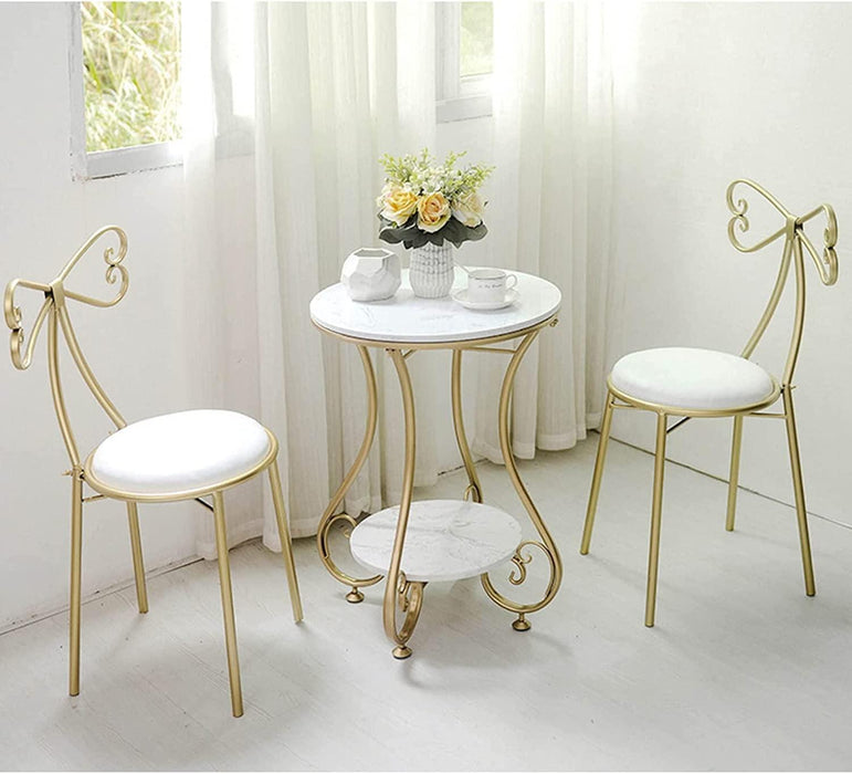 Aurora Circular Iron Side Table - Glossy Golden Modern Design, Space-Saving Elegance