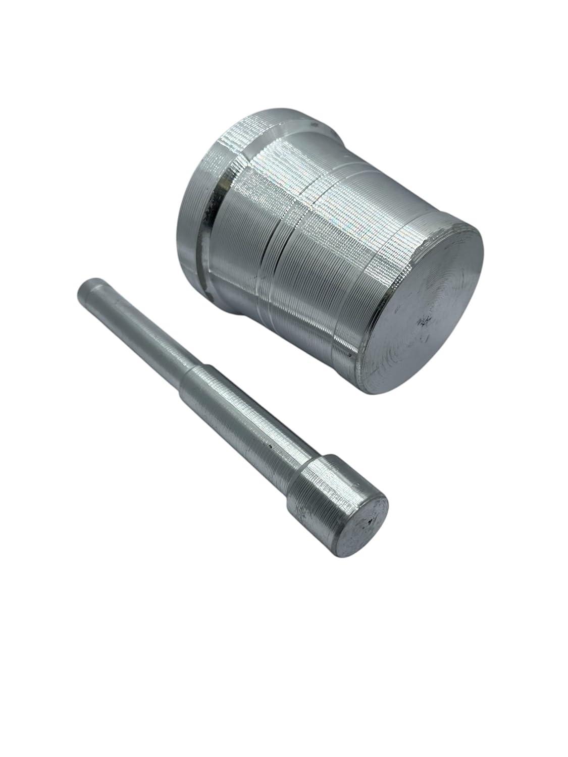 Aluminum Silver Khalbatta Okhli Masher |Mortar and Pestle Set |Aluminium Khal Batta|Imam dasta |Okhli|Musal|Khallad Kutni - W