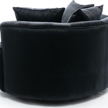Wooden Twist Barrel Button Tufted Design Modern Round Sofa For Living Room with 3 Pillows - WoodenTwist