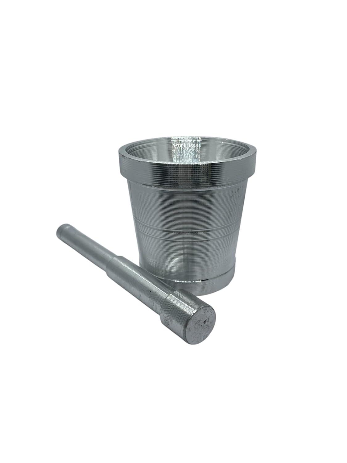 Aluminum Silver Khalbatta Okhli Masher |Mortar and Pestle Set |Aluminium Khal Batta|Imam dasta |Okhli|Musal|Khallad Kutni - W
