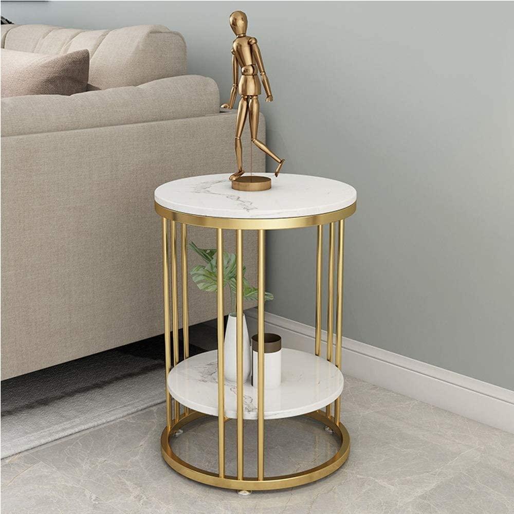 Wooden Twist Spiffy Wrought Iron 1-Tier Round End Table ( Golden ) - WoodenTwist