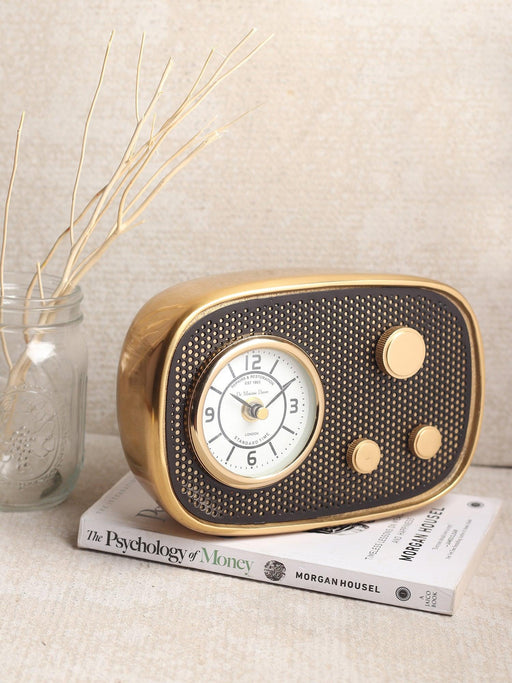 Radio Wave Table Clock with Gold Frame