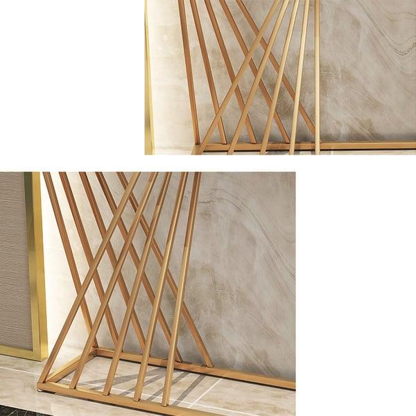 Opulent Golden Console Table - Modern Rectangular Marble Top - WoodenTwist