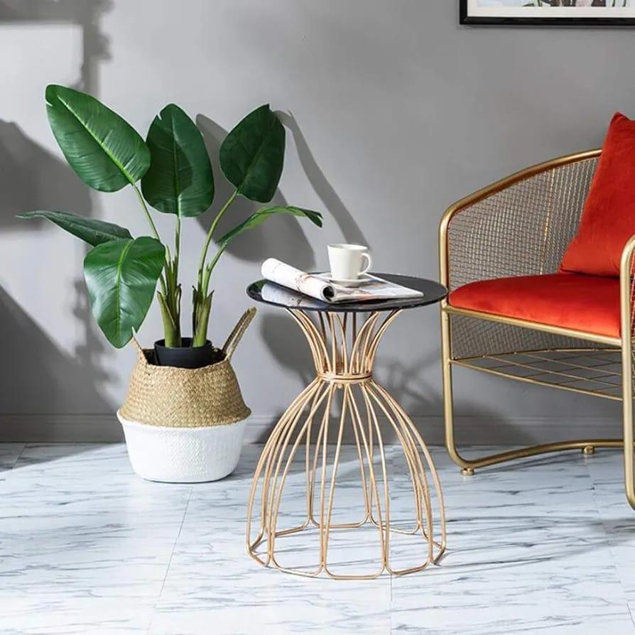 Golden Frame, Black Glass Top