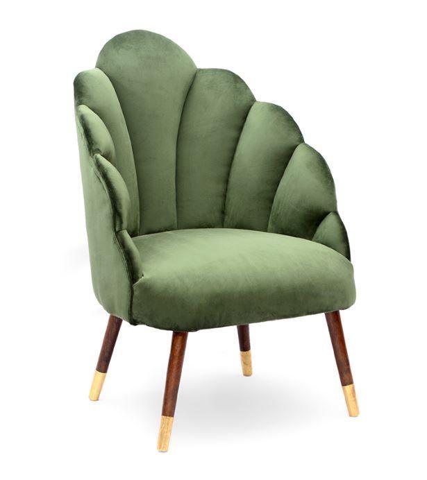 Mango Wood Peacock Chair In Velvet Green Colour - WoodenTwist