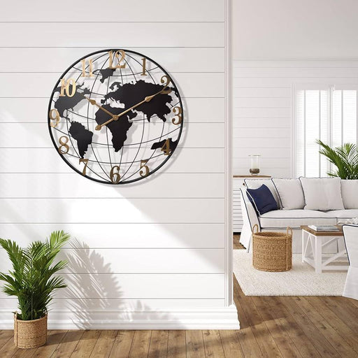 Modern Circular Metal Wall Clock in Elegant Golden Finish
