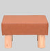 Solid Wood Foot Stool In Leather Orange Colour - WoodenTwist