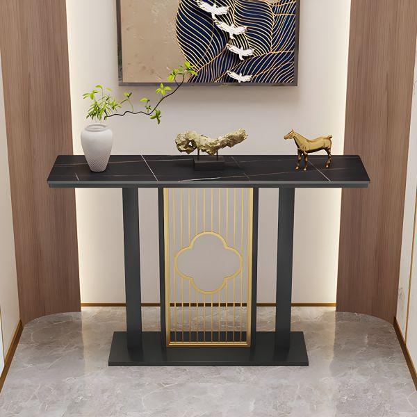 Luxurious Black Iron Rectangle Console Table - Main Image