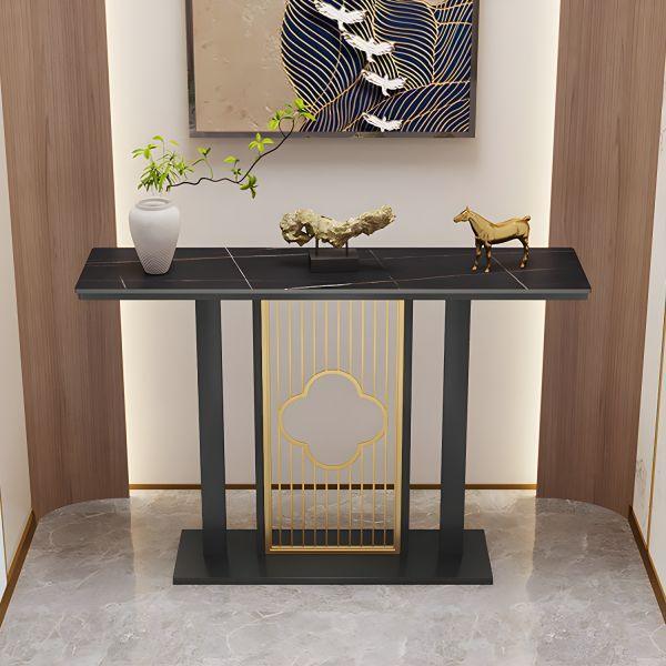 Luxurious Black Iron Rectangle Console Table - Main Image