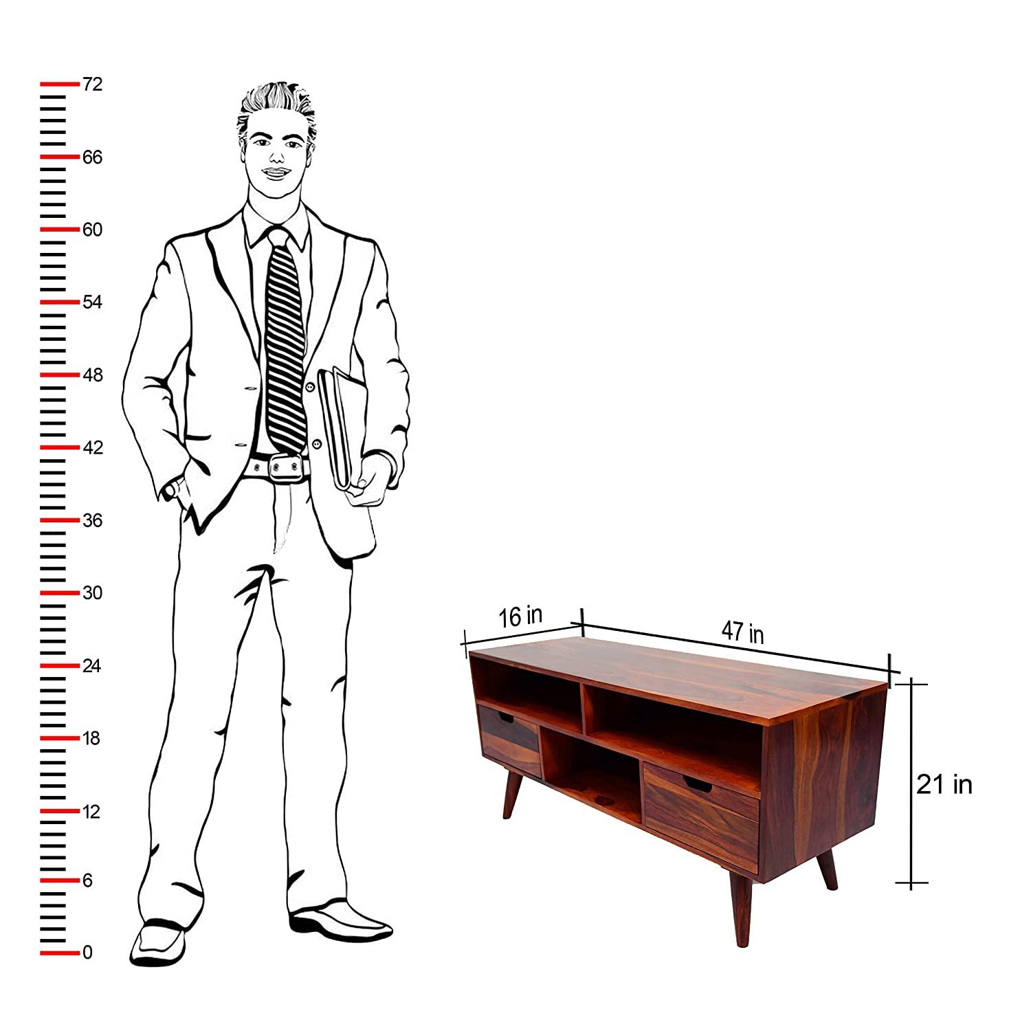 Orzuelo Solid Sheesham Wood TV Unit for Living Room - WoodenTwist