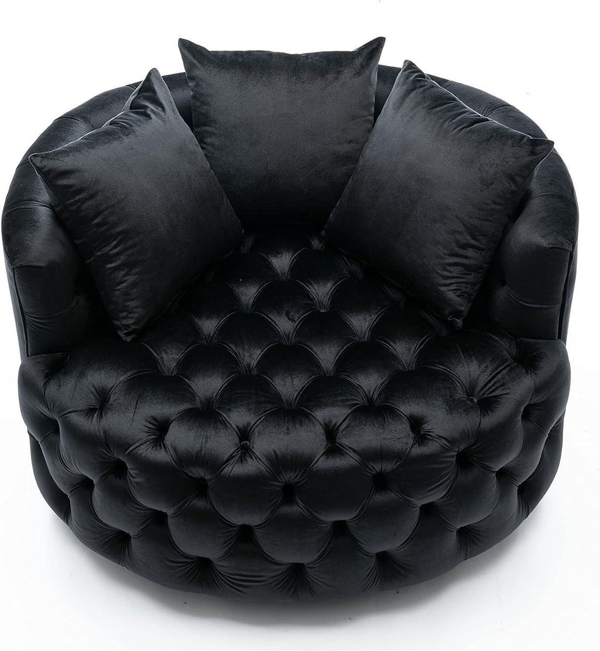 Wooden Twist Barrel Button Tufted Design Modern Round Sofa For Living Room with 3 Pillows - WoodenTwist