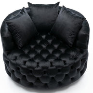 Wooden Twist Barrel Button Tufted Design Modern Round Sofa For Living Room with 3 Pillows - WoodenTwist