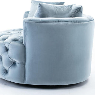 Wooden Twist Barrel Button Tufted Design Modern Round Sofa For Living Room with 3 Pillows - WoodenTwist