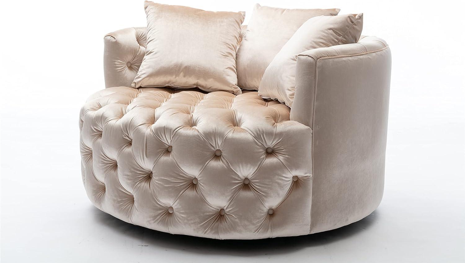 Wooden Twist Barrel Button Tufted Design Modern Round Sofa For Living Room with 3 Pillows - WoodenTwist