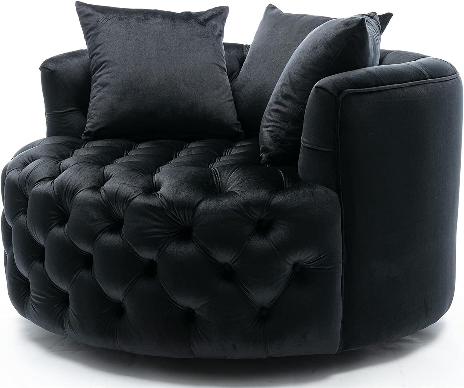 Wooden Twist Barrel Button Tufted Design Modern Round Sofa For Living Room with 3 Pillows - WoodenTwist