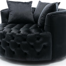Wooden Twist Barrel Button Tufted Design Modern Round Sofa For Living Room with 3 Pillows - WoodenTwist
