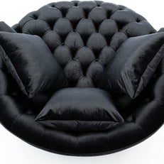 Wooden Twist Barrel Button Tufted Design Modern Round Sofa For Living Room with 3 Pillows - WoodenTwist