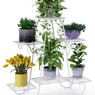 6 Tier Plant Stands for Indoors and Outdoors, Flower Pot Holder Shelf for Multi Plants (White) - WoodenTwist