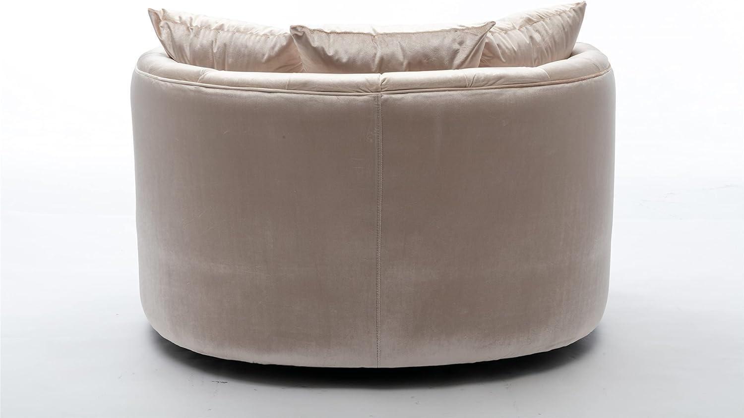 Wooden Twist Barrel Button Tufted Design Modern Round Sofa For Living Room with 3 Pillows - WoodenTwist