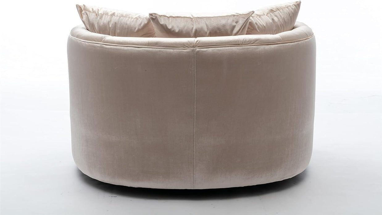 Wooden Twist Barrel Button Tufted Design Modern Round Sofa For Living Room with 3 Pillows - WoodenTwist