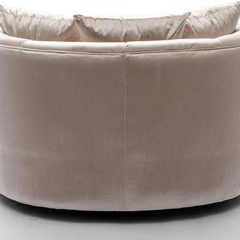 Wooden Twist Barrel Button Tufted Design Modern Round Sofa For Living Room with 3 Pillows - WoodenTwist