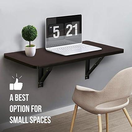 Wall Mounted Table Study/Office/Work Foldable Laptop Table Large Wall Mounting Table for Home Office Portable Wall Foldable Multipurpose Table 16X32 Inches (Chocolate Brown) - WoodenTwist