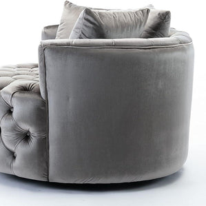 Wooden Twist Barrel Button Tufted Design Modern Round Sofa For Living Room with 3 Pillows - WoodenTwist