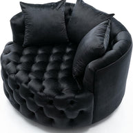 Wooden Twist Barrel Button Tufted Design Modern Round Sofa For Living Room with 3 Pillows - WoodenTwist