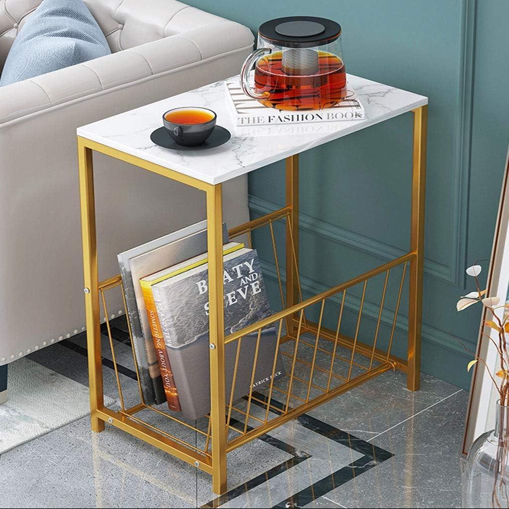 A Golden Side Table With a Marble Top