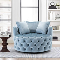 Wooden Twist Barrel Button Tufted Design Modern Round Sofa For Living Room with 3 Pillows - WoodenTwist