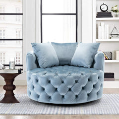 Wooden Twist Barrel Button Tufted Design Modern Round Sofa For Living Room with 3 Pillows - WoodenTwist