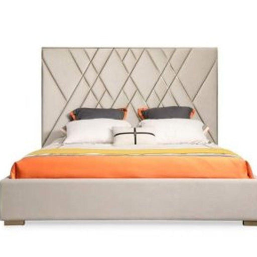 Wooden Twist Eldora Modern Glam Velvet Upholstery Brushed Brass Rectangular King Size Bed - WoodenTwist