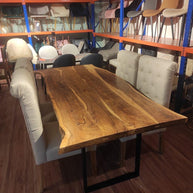 Wooden Twist Mango Wood and Wrought Iron Vintage Dining Table Rustic Industrial Design for Home Decor - WoodenTwist