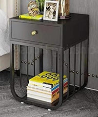 Sleek Iron Side Table - Space-Saving Design