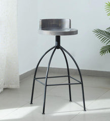 Mango Wood Bar Stool In Black Metal Legs - WoodenTwist