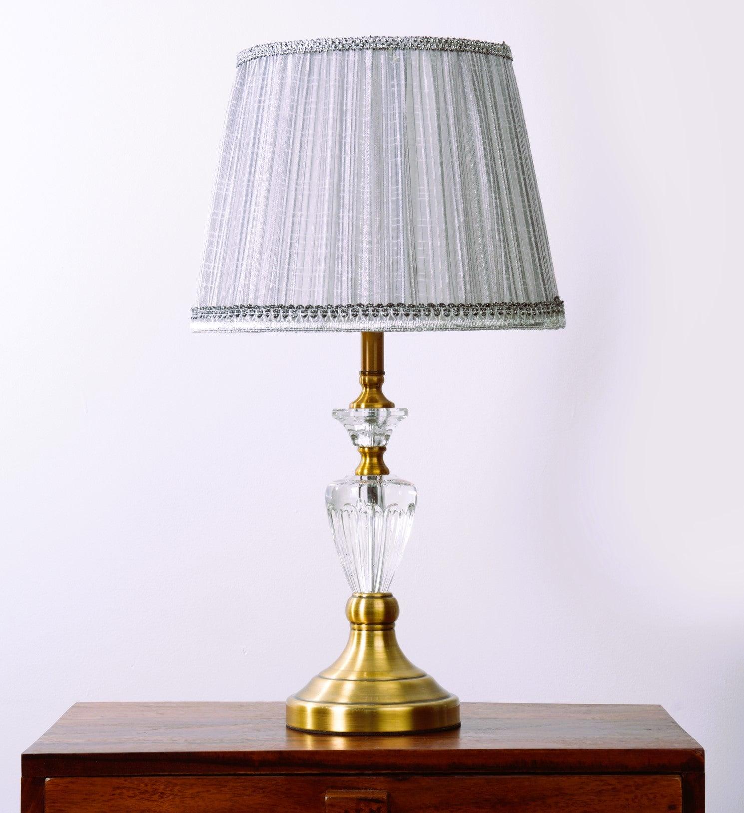 Grey Harmony Vase Shaped Table Lamp – Modern Classic with Golden Base - WoodenTwist