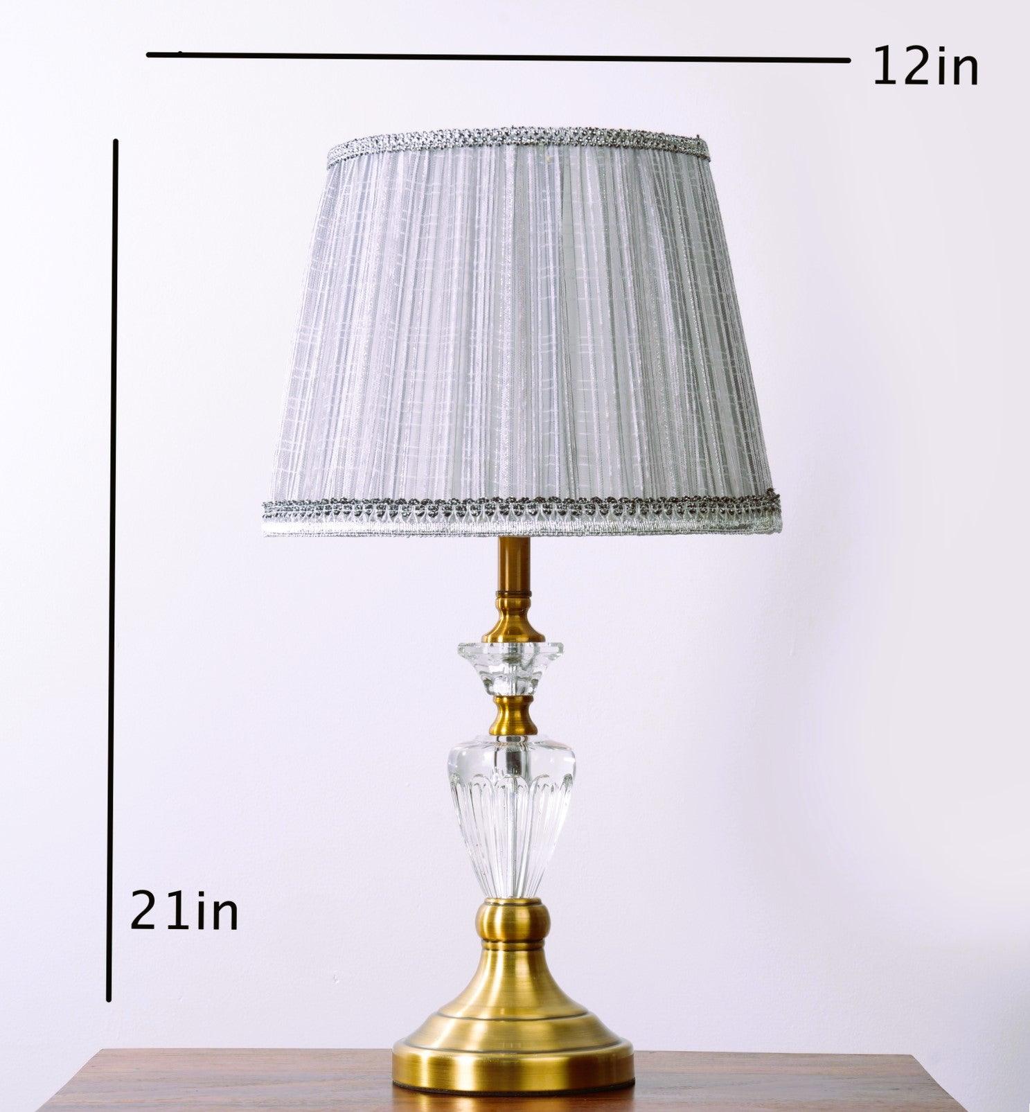 Grey Harmony Vase Shaped Table Lamp – Modern Classic with Golden Base - WoodenTwist