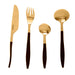 Midnight Opulence Black & Golden Cutlery (Set of 24) 6 Knife, 6 Fork, 6 Rice Spoon, 6 Dessert Spoon - WoodenTwist