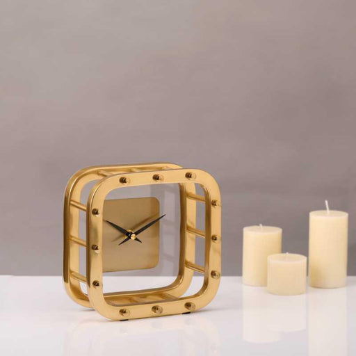Aurelian Table Clock Golden Color - WoodenTwist