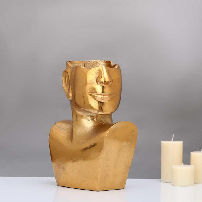 Visionary Face Golden Planter - WoodenTwist