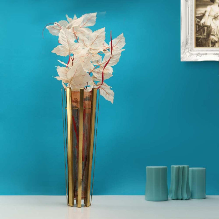 Allure Radiant Metal Hue Vase Amber - WoodenTwist