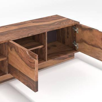 Elegante Handmade Solid Sheesham Wood TV Unit for Living Room - WoodenTwist